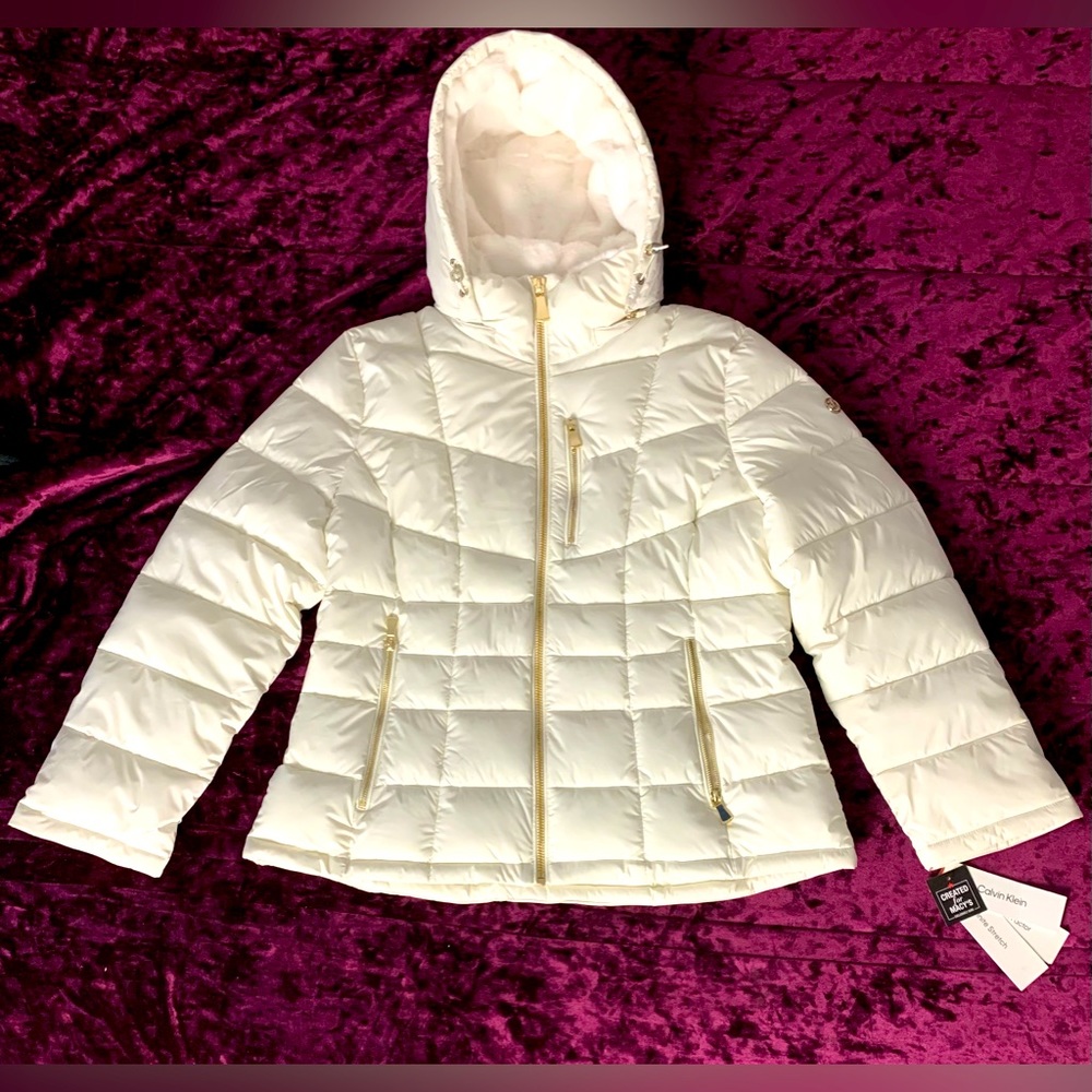 Calvin Klein White Stretch Puffer Jacket